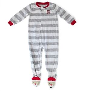 🎄 Carter’s "Santa's Helper" Fleece Striped Footie Pajamas – Size 24 Months 🎄